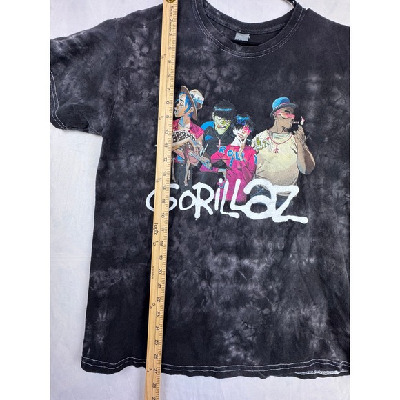 Gorillaz Band Graphic T Shirt Large Gildan Heavy Cotton Black Tie Dye Tee - Picture 8 of 12
